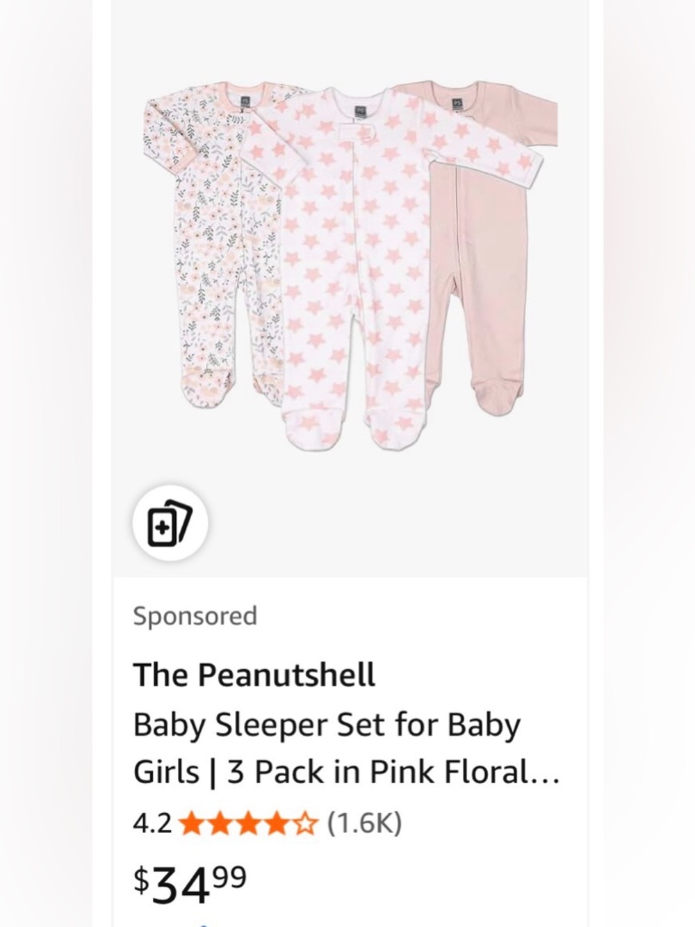 3-6mos 3 Pack of Baby Girls Sleepers